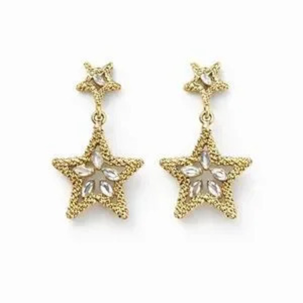 Gold Star Drop Earrings
